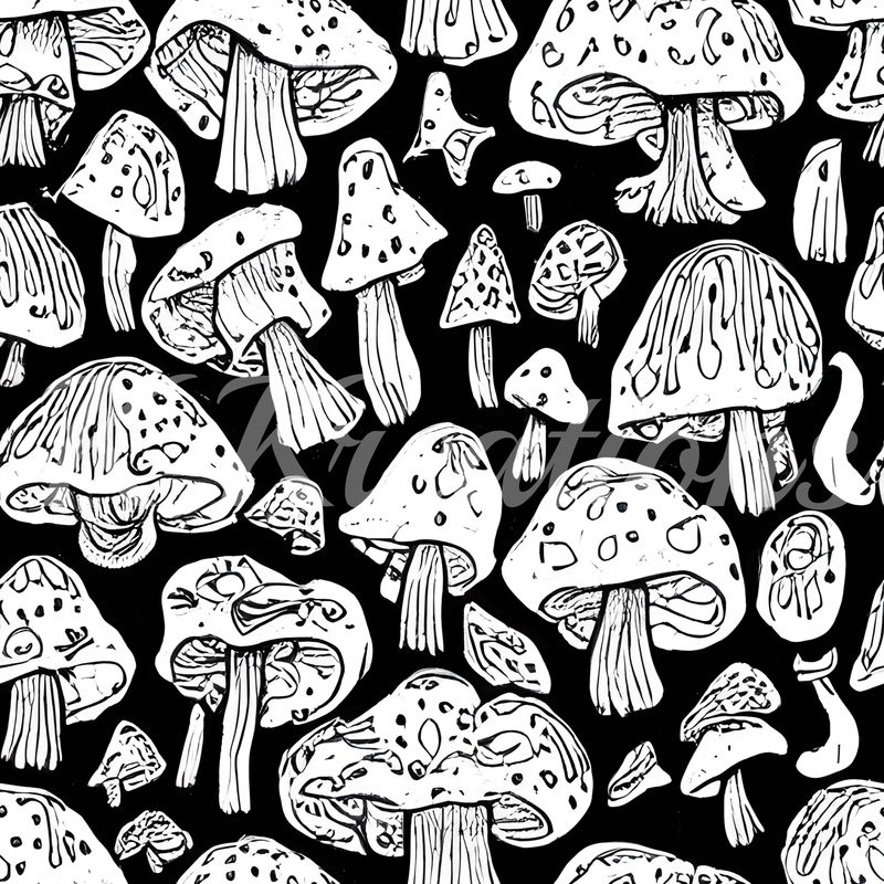 Black and White Mushrooms