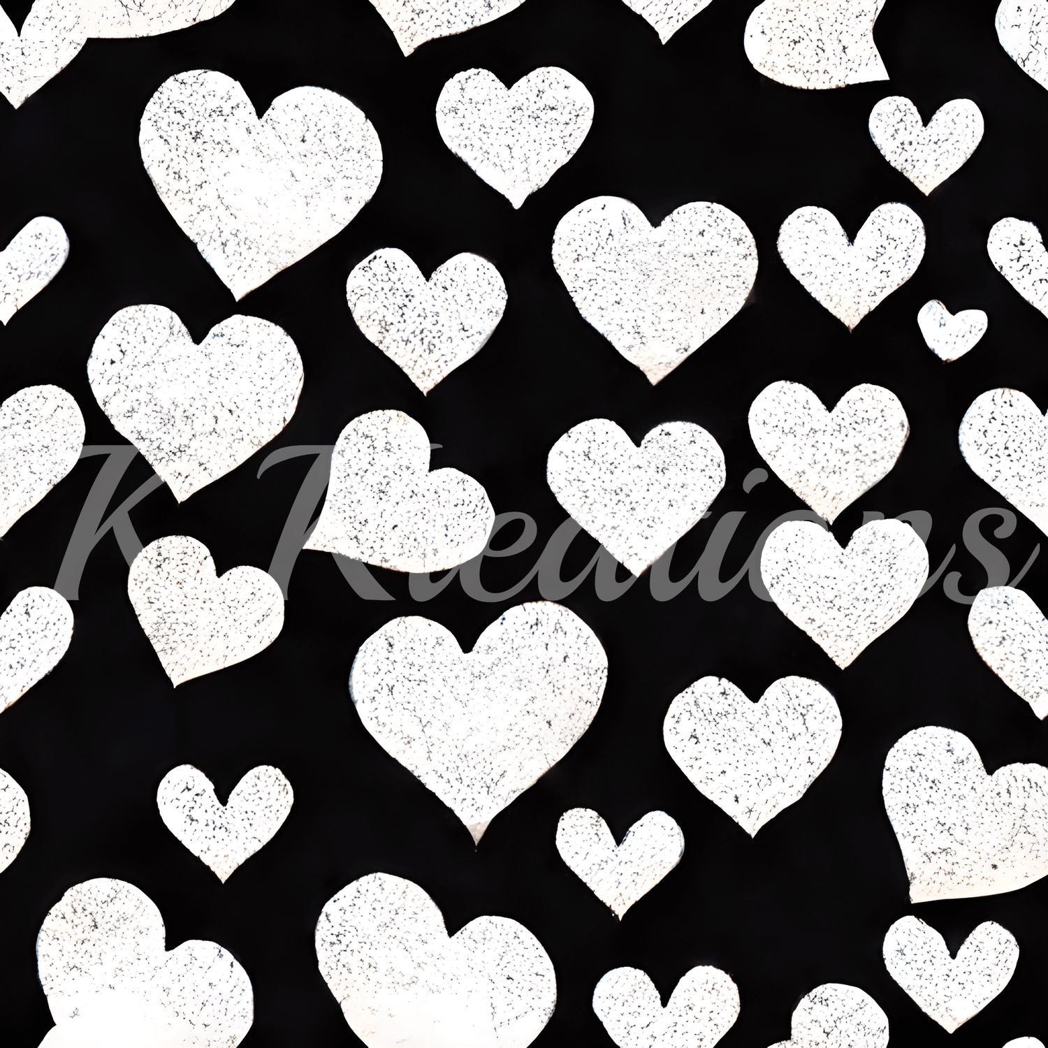 White Hearts on Black Background