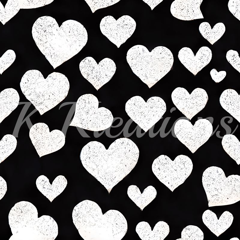 White Hearts on Black Background