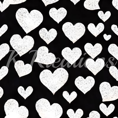 White Hearts on Black Background