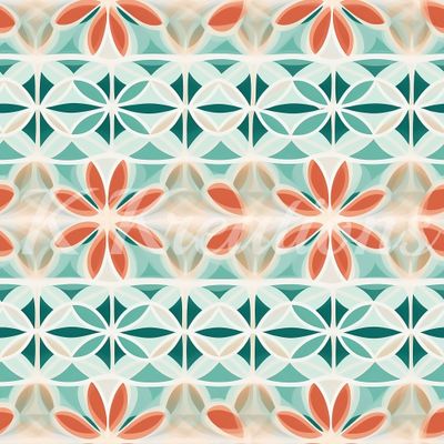 Orange and Teal Horizontal Ornate