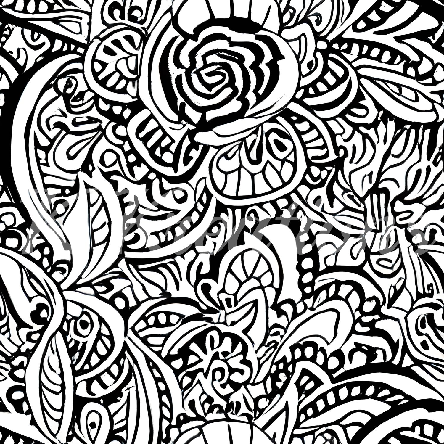 Black and White Ornamental Paisley