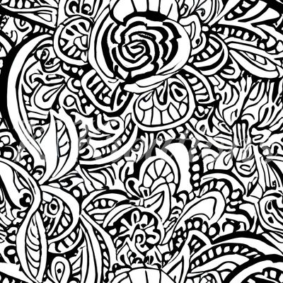 Black and White Ornamental Paisley