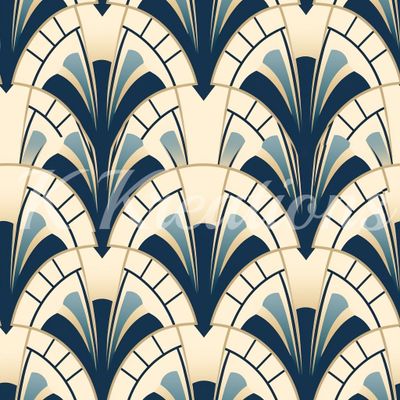 Cream and Teal Art Deco