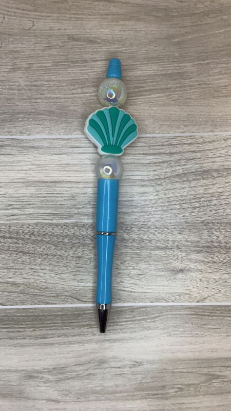 Blue and Pearl pen with Shell focal