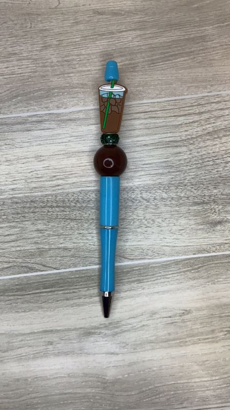 Blue pen with Ice Coffee focal