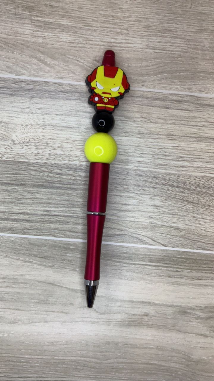 Red pen Yellow bead with Superhero focal