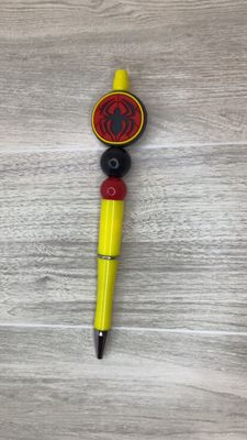 Yellow pen with Spider hero