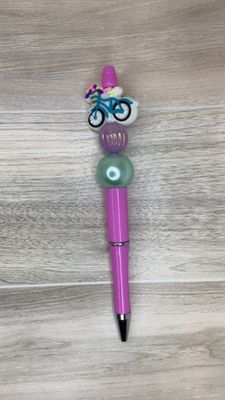 Pink pen with Bicycle focal
