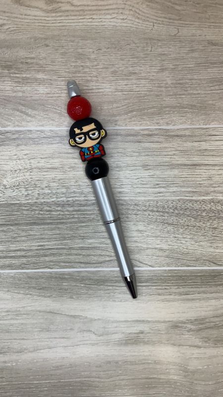 Silver pen with Superhero focal