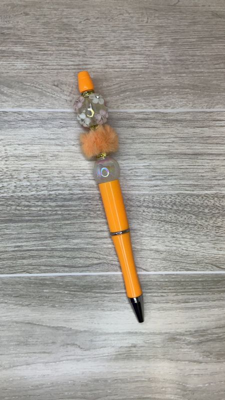 Orange pen with 3D Flower Bead focal