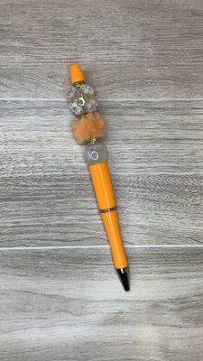 Orange pen with 3D Flower Bead focal