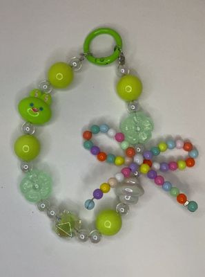green key/phone chain with beaded bow