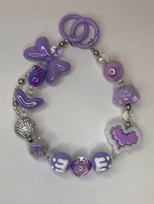 Purple key/phone chain with bow and heart