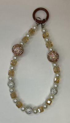 Tan and White Pearl key/phone chain