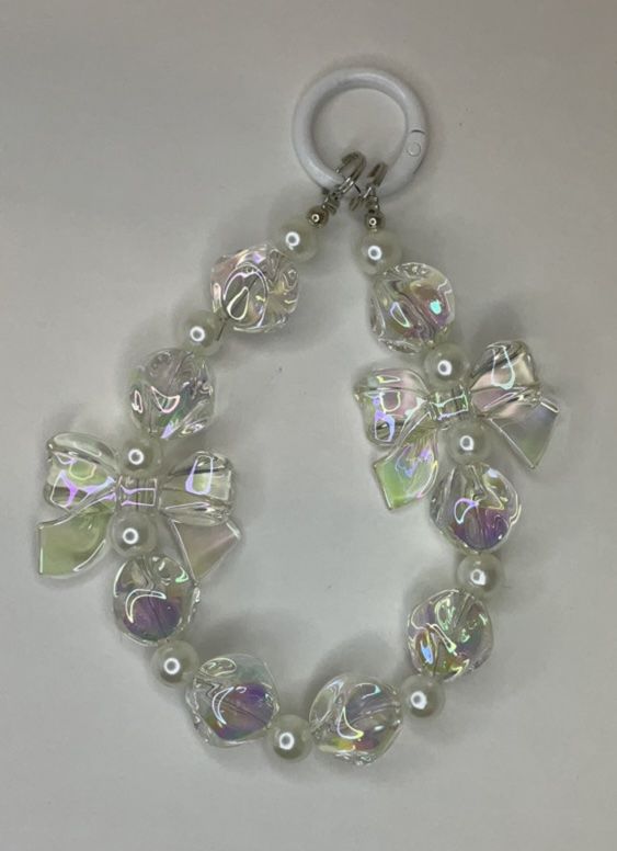 White and Clear key/phone chain