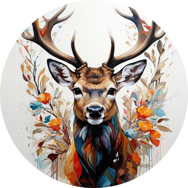 Painted Deer with Flowers Car Coaster