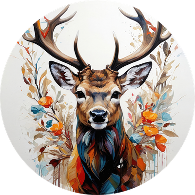 Painted Deer with Flowers Car Coaster