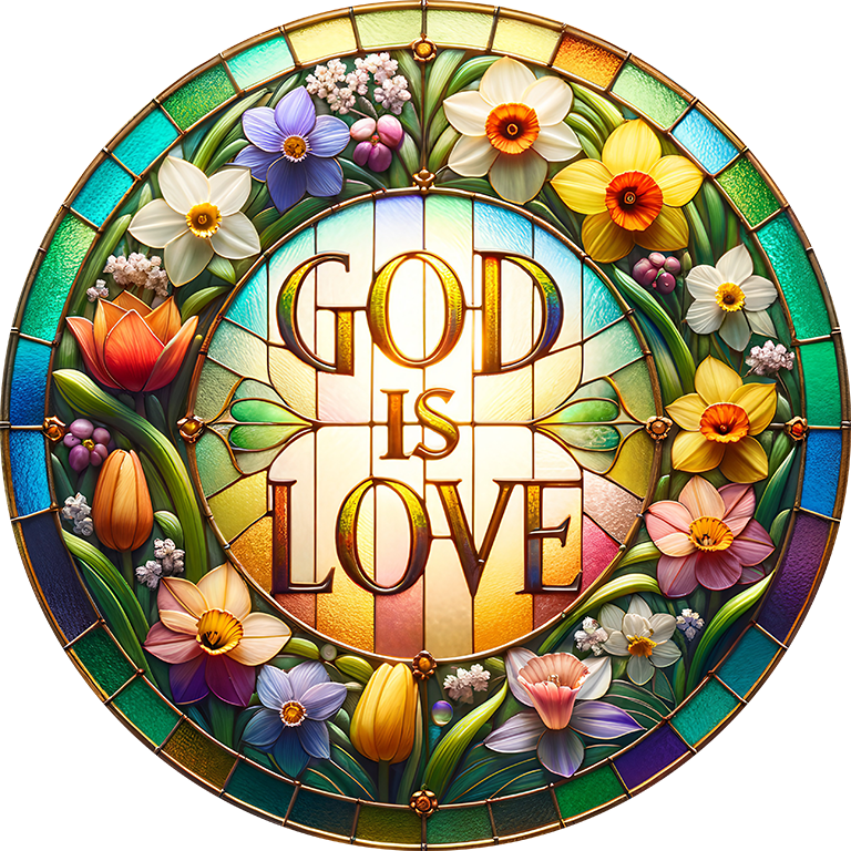Stain Glass God is Love Car Coaster