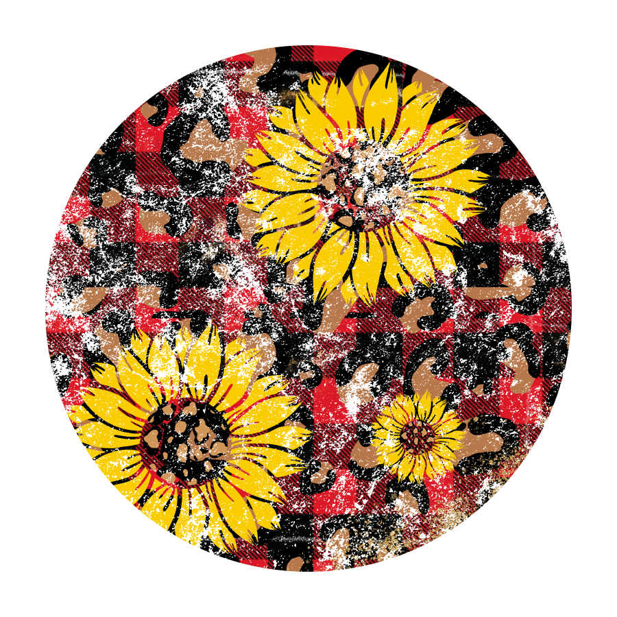 Sunflower with Leopard Print Car Coaster