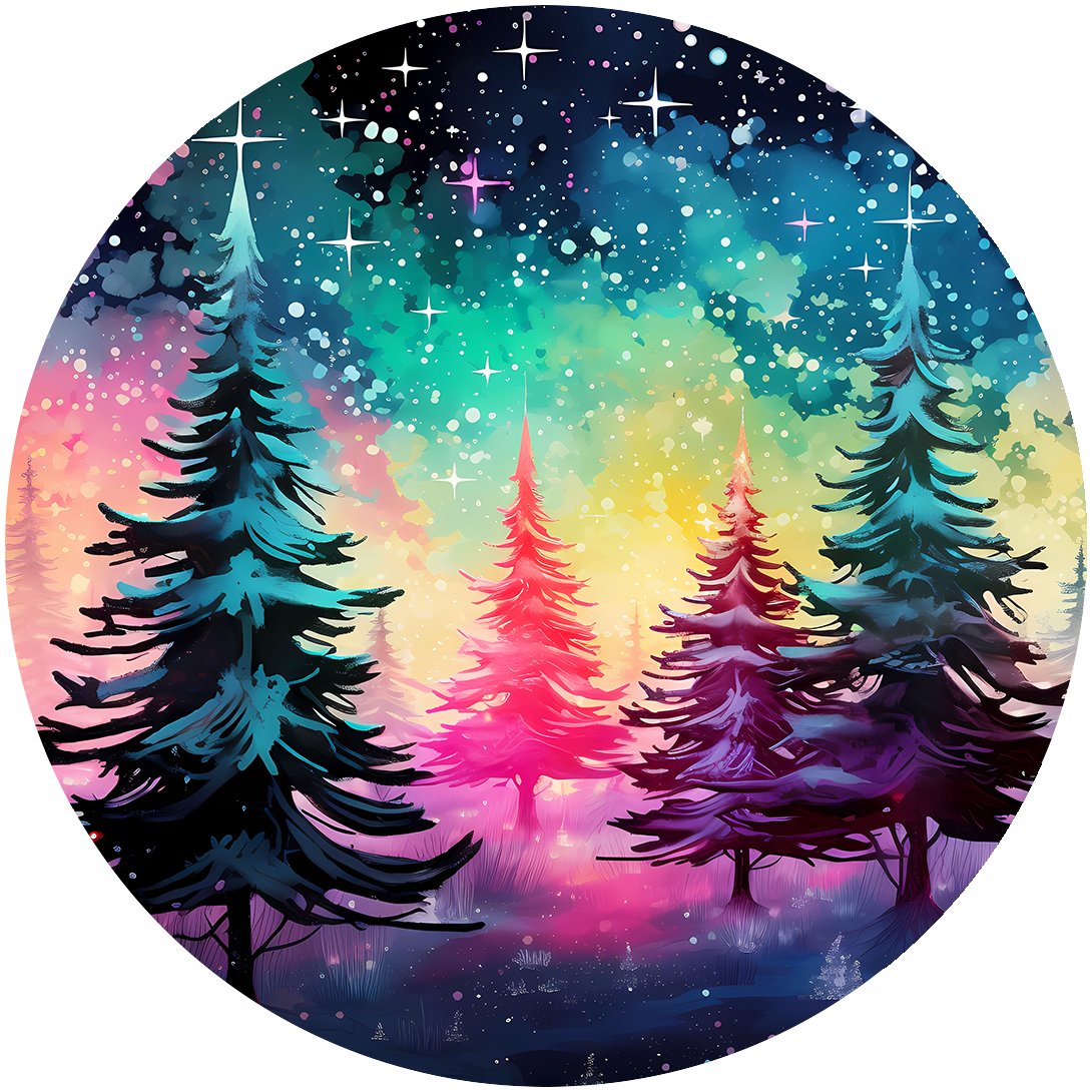 Northern Lights with Trees Car Coaster