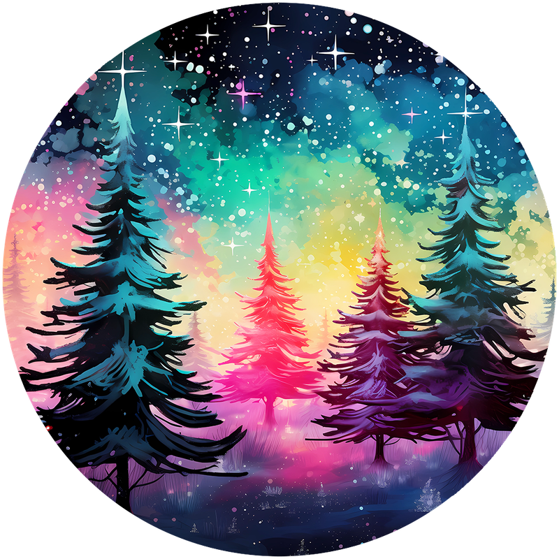 Northern Lights with Trees Car Coaster