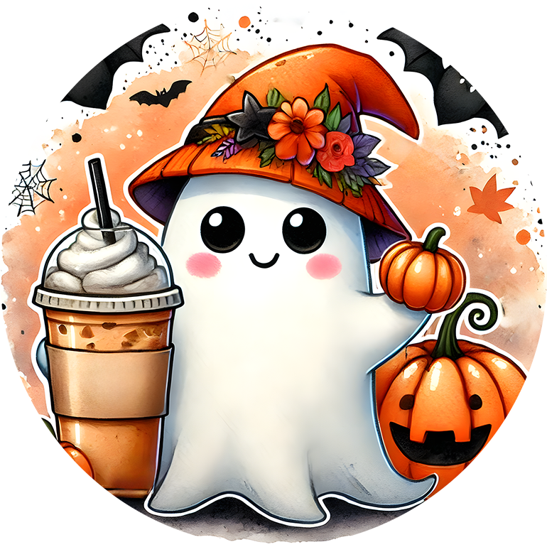 Ghost with Ice Latte Car Coaster