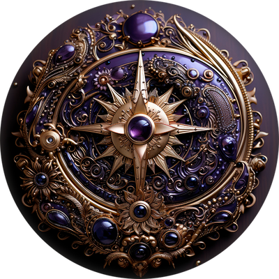 Purple and Gold Ornate Car Coaster
