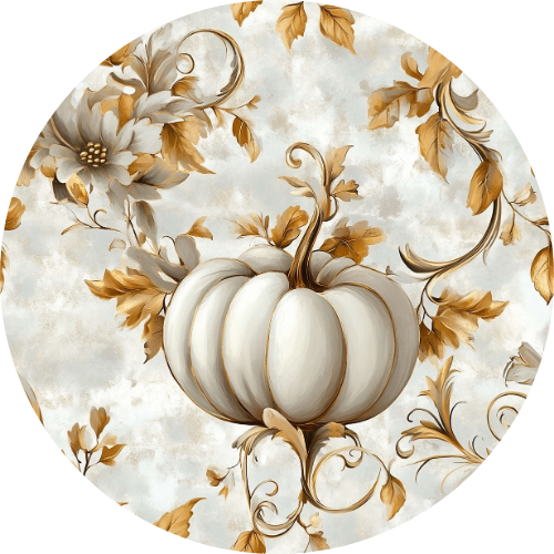 Fancy White Pumpkin Car Coaster