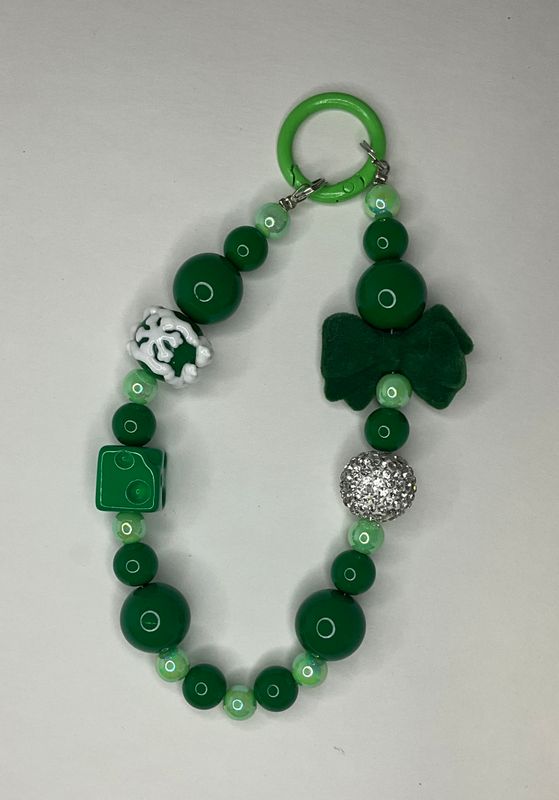 Green Bead with Bow Key/Phone Chain