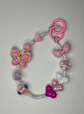 Pink Butterfly Key/Phone Chain