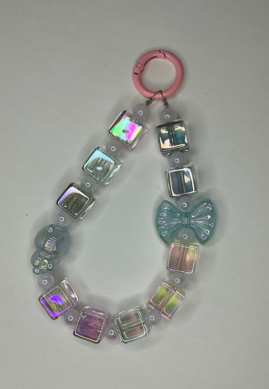 Blue Boe and Square Bead Key/Phone Chain