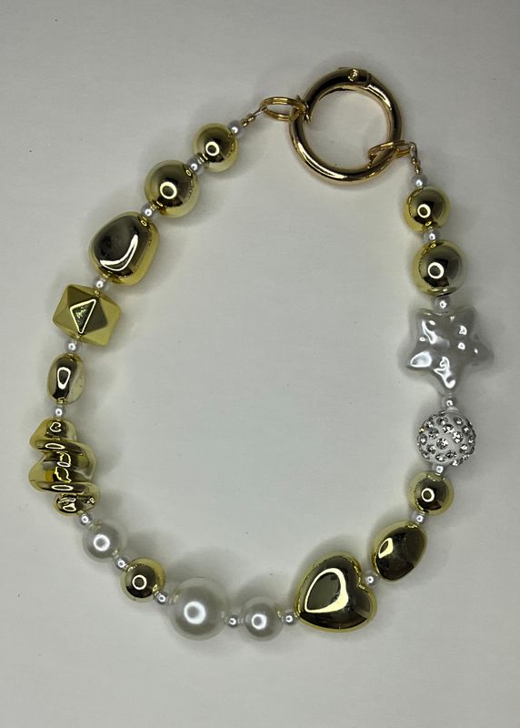 Gold and Pearl Bead Key/Phone Chain