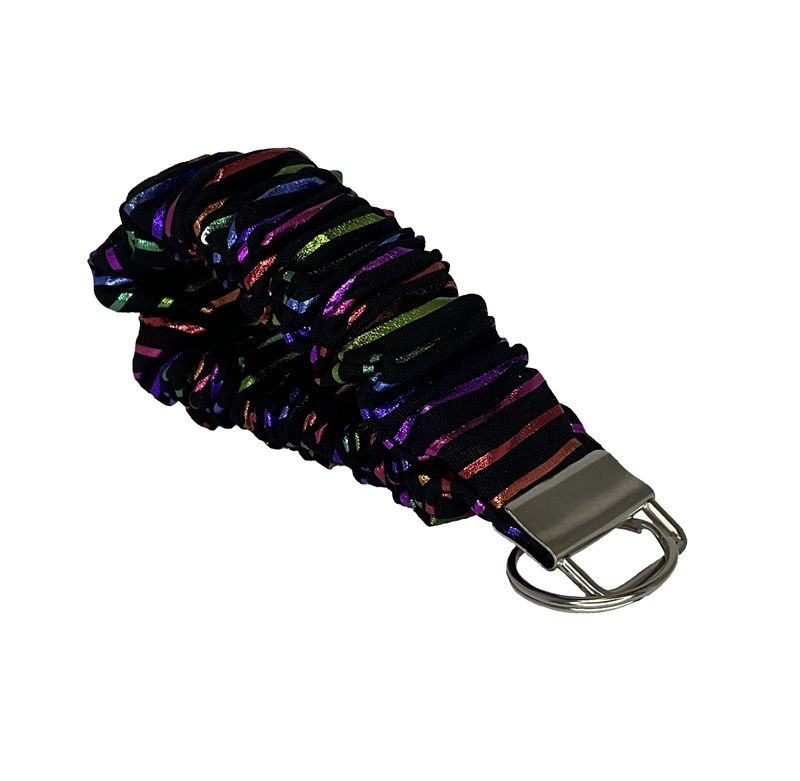 Black with metallic rainbow stripes