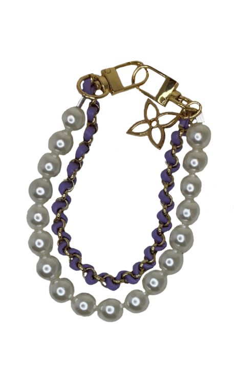 Purple leather and Pearl Key/Phone chain