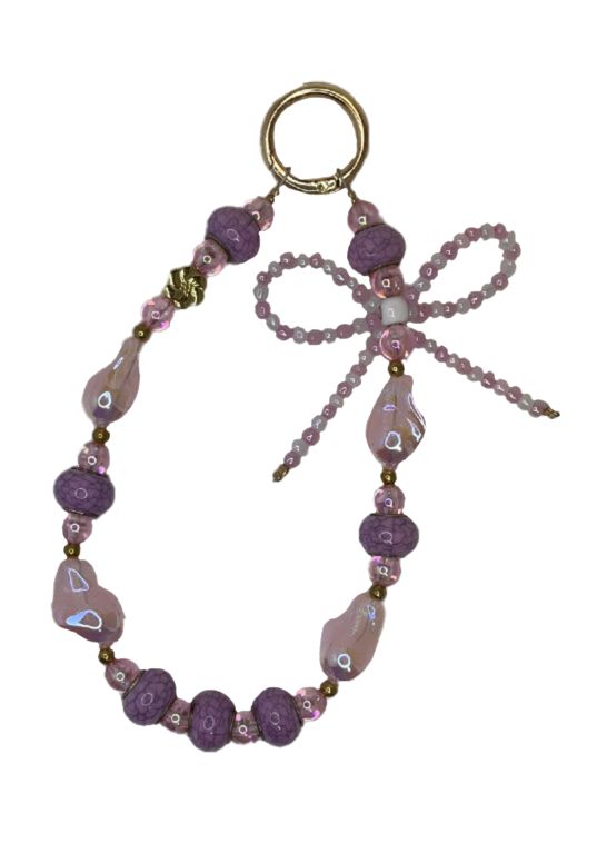 Purple and Pink key/phone chain with beaded bow