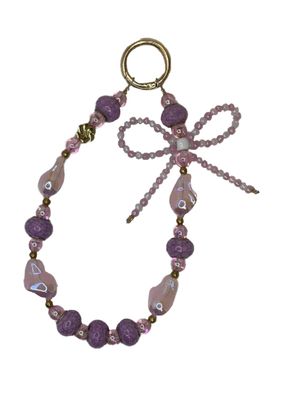 Purple and Pink key/phone chain with beaded bow