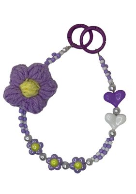 Purple  with Crotchet Flower key/phone chain