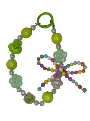 green key/phone chain with beaded bow