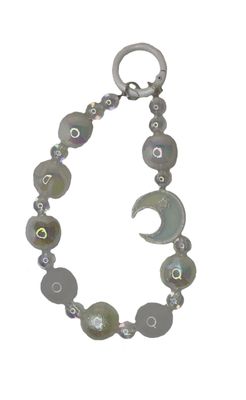 White key/phone chain with moon bead