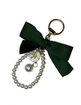 Pearl Beads with Green Bow Key/Phone Chain