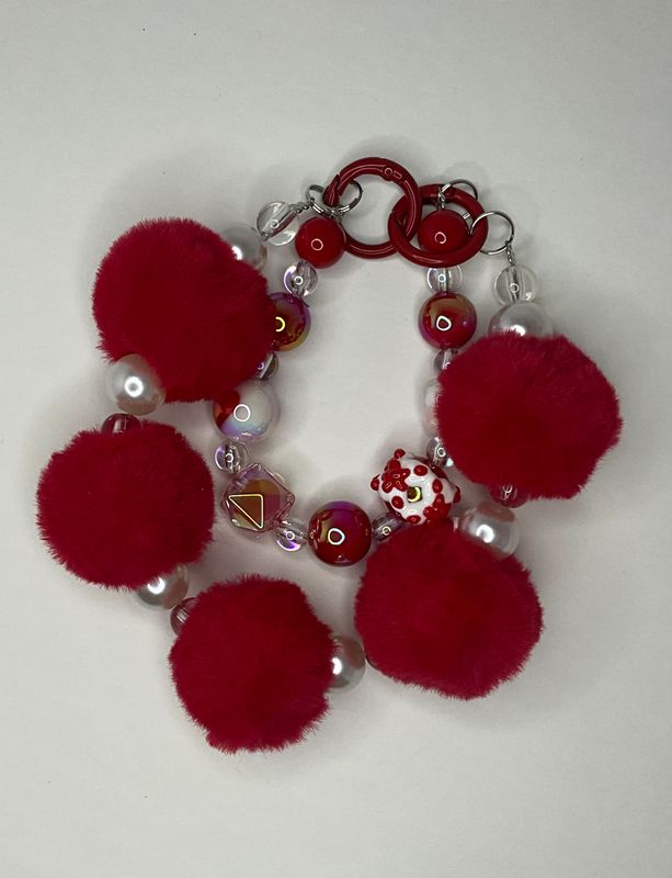 Red Pompom Key/Phone Chain