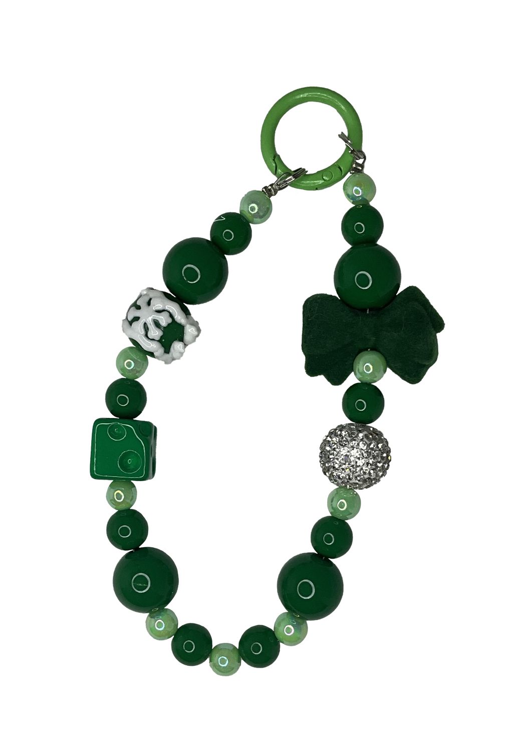 Green Bead with Bow Key/Phone Chain