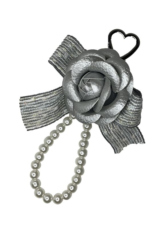 Pearl Bead with Silver Rose Key/Phone Chain