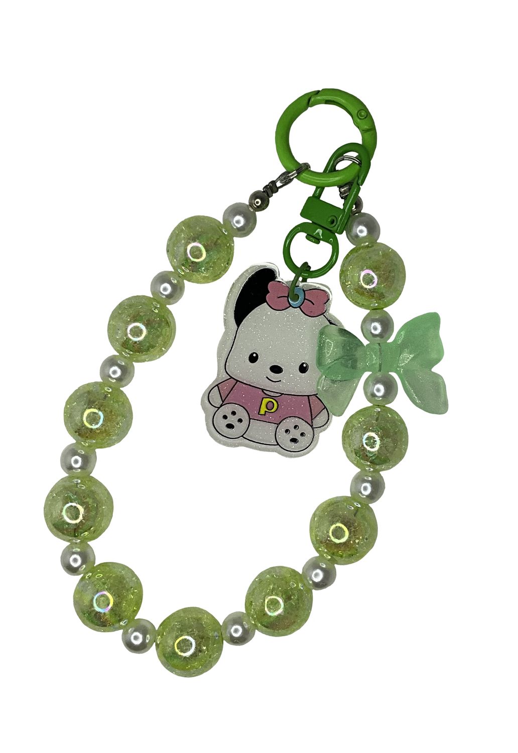 Green Bead with Puppy Key/Phone Chain