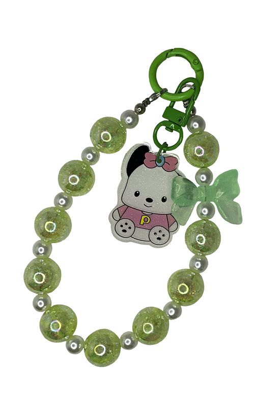 Green Bead with Puppy Key/Phone Chain