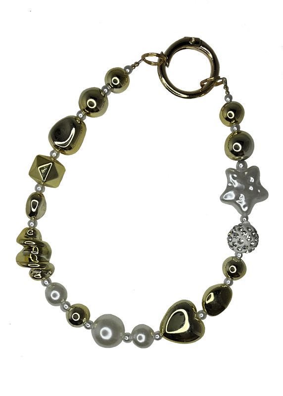 Gold and Pearl Bead Key/Phone Chain