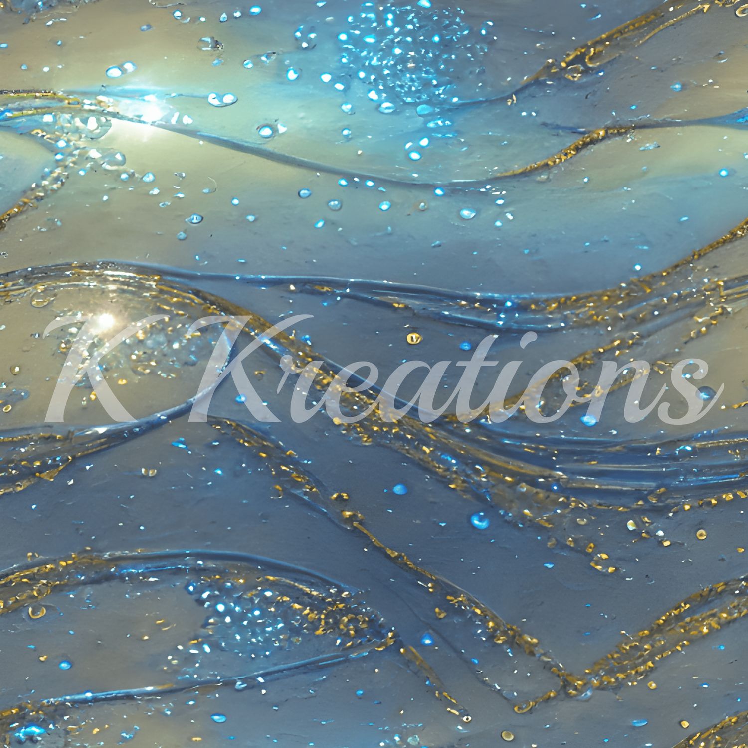 Blue and Gold Flowing Droplets