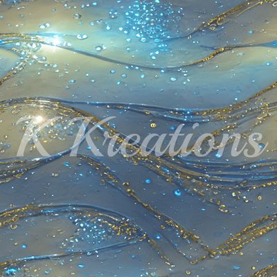Blue and Gold Flowing Droplets