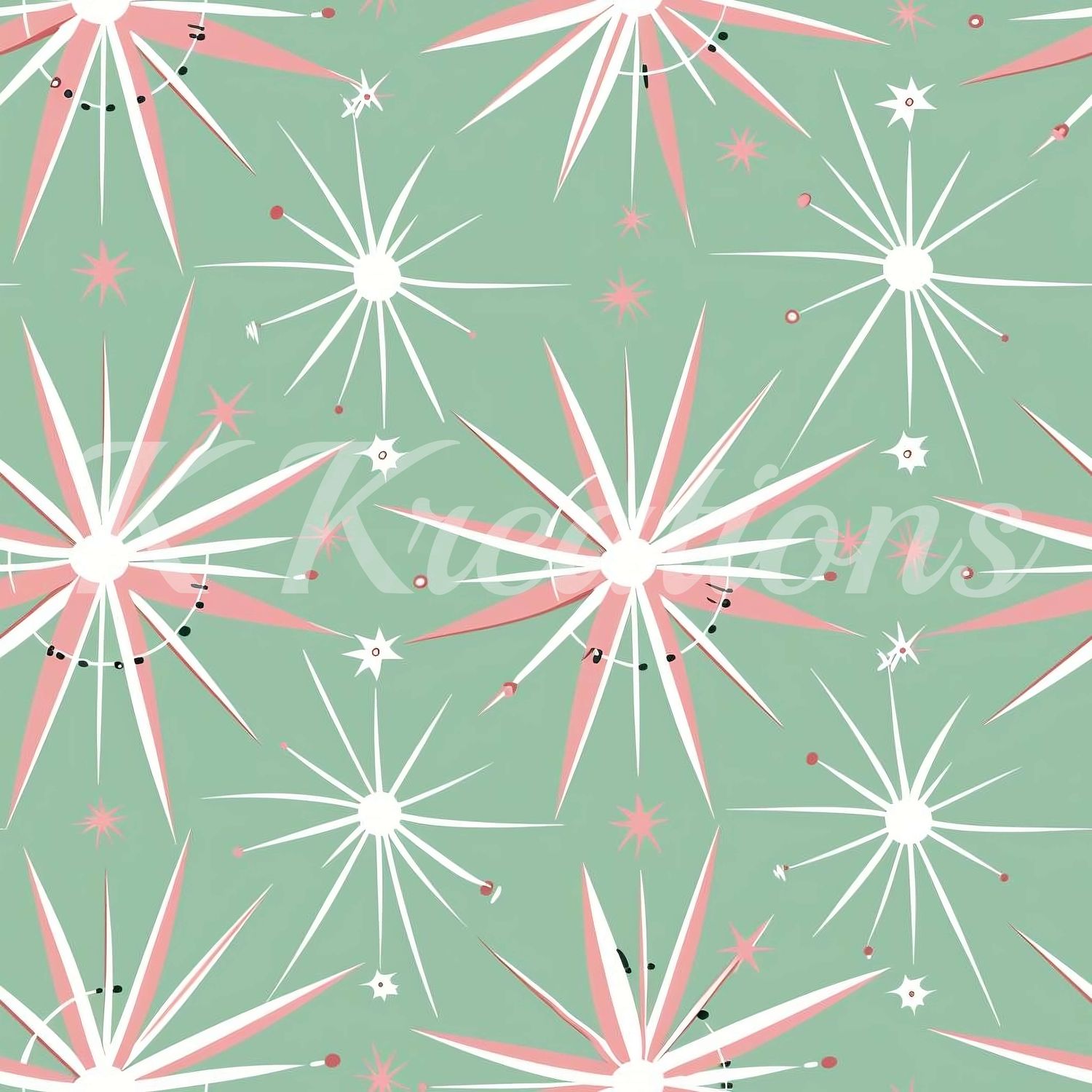 Retro Pink and Mint Stars